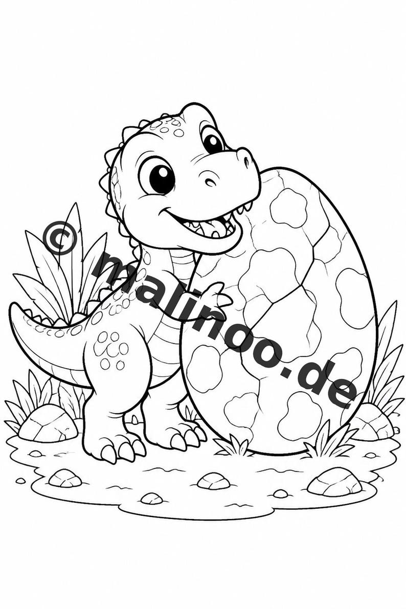 Atividade infantil para mesas de casamento e celebrações familiares: Livro de colorir para imprimir com 100 páginas para colorir de dinossauros bebês (PDF) E4 imagem 4