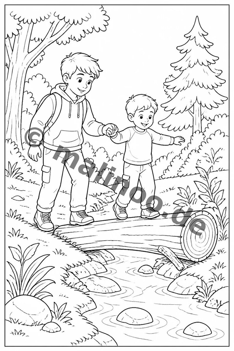 Activities for holidays and camping: Big Brother coloring book to print with 50 coloring pages (PDF) E1/B2 image 10