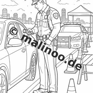 Police Coloring Book PDF Download Digital – 20 Coloring Pages for Children – Book 02 Edition 1 (DIN-A4) image 17