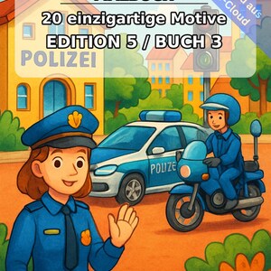 Police Coloring Book for Kids – 20 Coloring Pages – PDF Download E1/B3 (DIN-A4) – Party Favor, Gift, Children's Birthday Party, Party Favor image 2