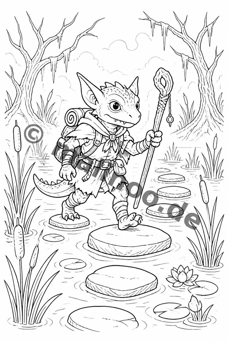 Goblin coloring pages to print for children – Children's activities in restaurants and at the pediatrician's office – 100 coloring pages (PDF) E6 image 9
