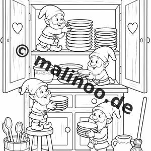 Libro para colorear de elfos para niños – 20 páginas para colorear – Impreso y encuadernado E1/B1 (DIN-A5) – Recuerdo de fiesta, regalo, fiesta de cumpleaños infantil, obsequio para invitados imagen 8