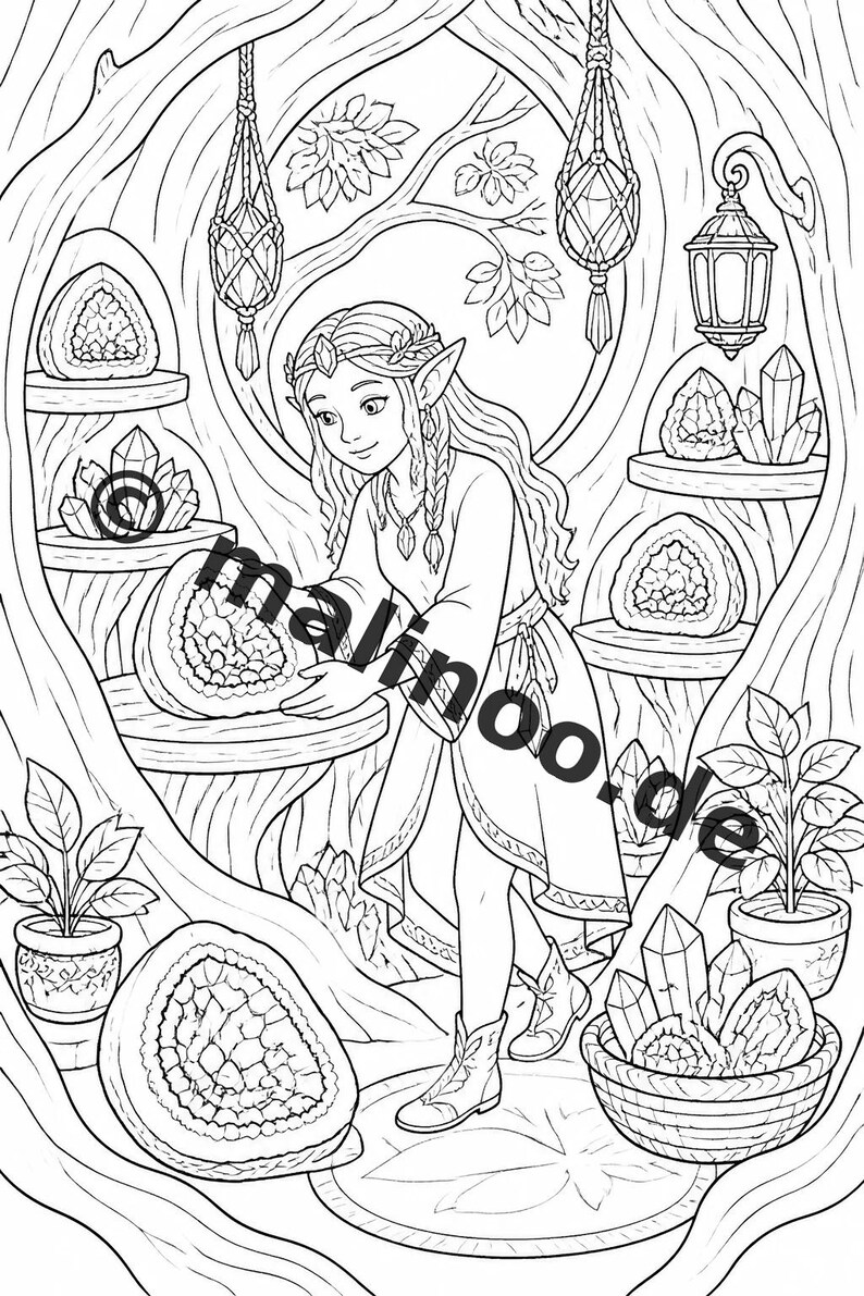 Elf Coloring Book for Children – 100 Coloring Pages – PDF Download E1/B1 (DIN-A4) – Gift, Activity, Advent Calendar, Birthday image 4