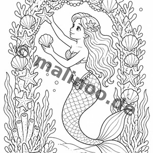 Livre de coloriage et de dessin de sirènes pour enfants – Activité pour les salles d'attente, les cabinets médicaux et les restaurants – 100 pages à colorier (format A4) E3 image 13