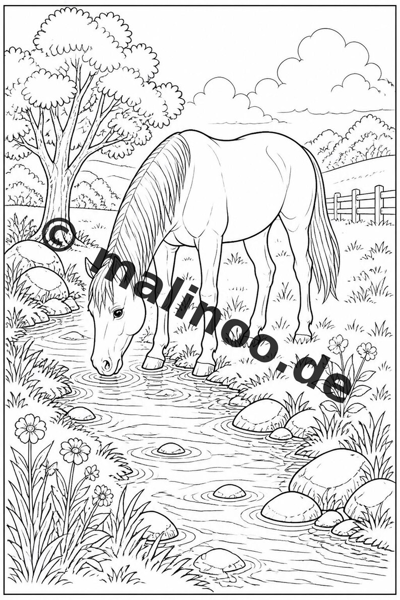 Målarbok med bondgårdsmotiv, PDF, digital nedladdning – 50 målarbilder för barn – Volym 2, Utgåva 1 (DIN-A4) bild 9