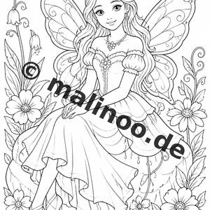 Pequeno presente de aniversário para crianças: Livro de colorir criativo de fadas com 50 páginas para colorir (PDF) E2/B1 imagem 8