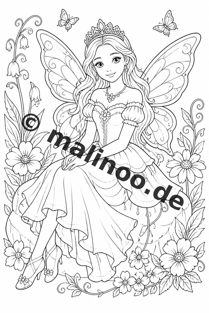Pequeno presente de aniversário para crianças: Livro de colorir criativo de fadas com 50 páginas para colorir (PDF) E2/B1 imagem 8