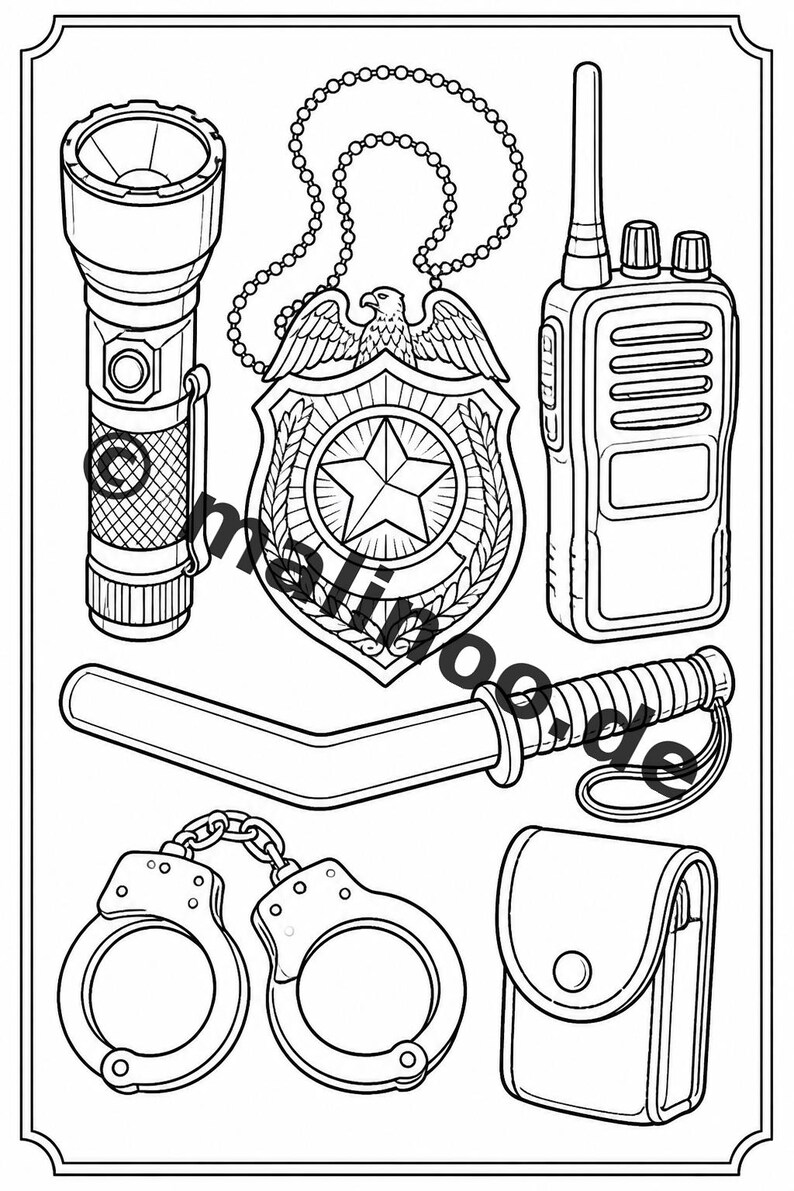 Politie kleurboek PDF download digitaal – 50 kleurplaten voor kinderen – Deel 2 Editie 1 (DIN-A4) afbeelding 13