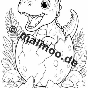 Baby Dinosaurs Coloring Book for Kids – 100 Coloring Pages – PDF Download E1/B3 (DIN-A4) – Gift, Activity, Advent Calendar, Birthday image 3