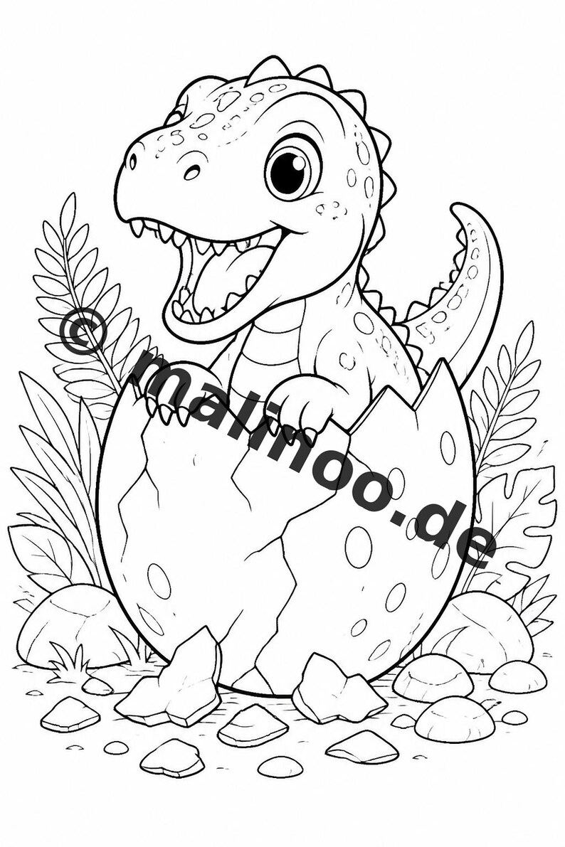 Baby Dinosaurs Coloring Book for Kids – 100 Coloring Pages – PDF Download E1/B3 (DIN-A4) – Gift, Activity, Advent Calendar, Birthday image 3