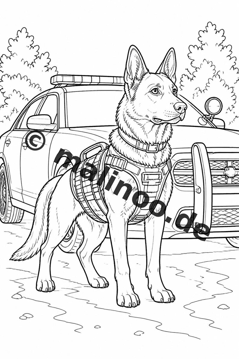 Police Coloring Book for Kids – 20 Coloring Pages – PDF Download E1/B3 (DIN-A4) – Party Favor, Gift, Children's Birthday Party, Party Favor image 15