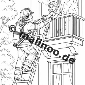 Feuerwehr Malbuch PDF Download digital – 20 Ausmalbilder für Kinder – Buch 02 Edition 1 (DIN-A4) Bild 7