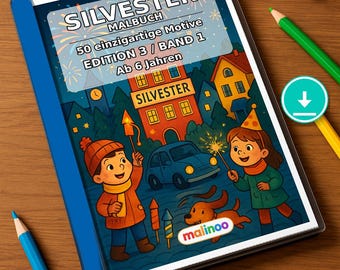 Livre de coloriage du Nouvel An pour enfants - Cadeau de dernière minute à télécharger instantanément - 50 pages à colorier (PDF) E3/B1