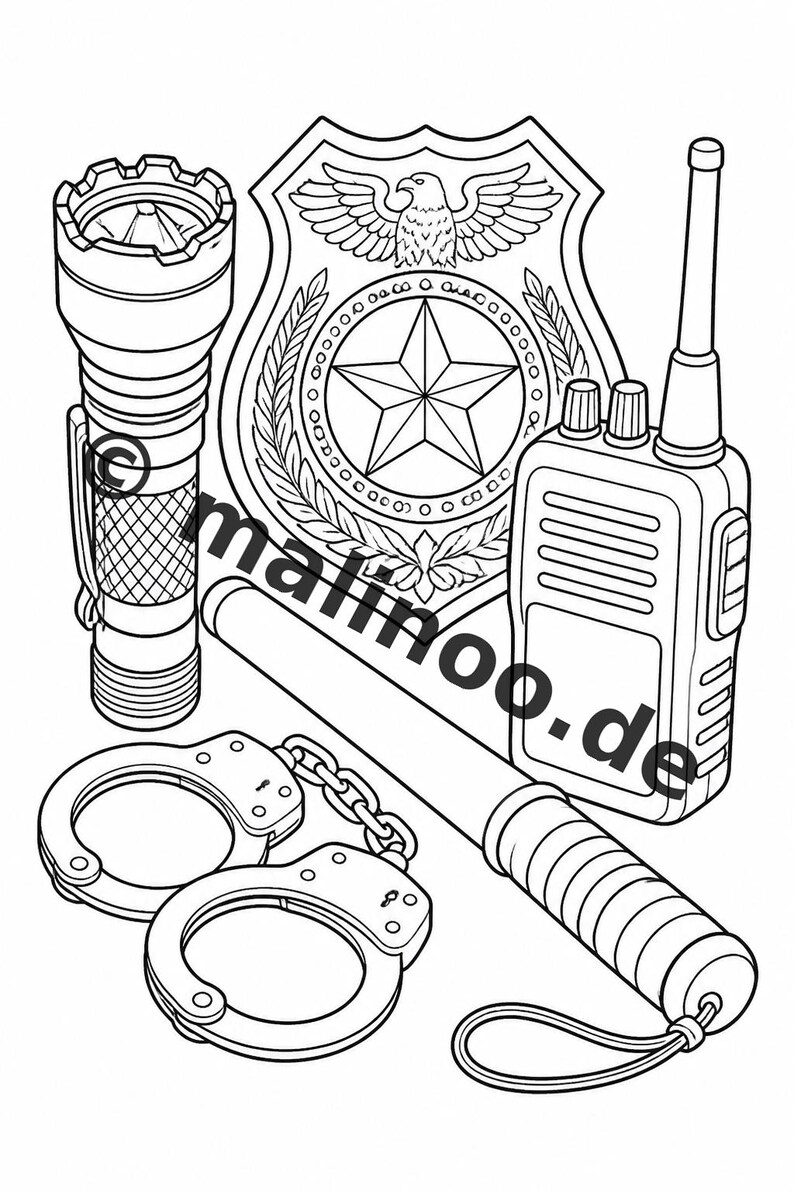 Libro para colorear de policías, impreso, sin encuadernar – 20 páginas para colorear para niños – Libro 01 Edición 1 (DIN A4) imagen 13
