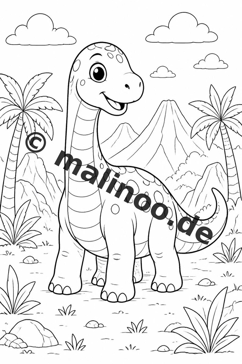 Baby Dinosaur Coloring Book PDF Download Digital – 20 Coloring Pages for Children – Book 02 Edition 1 (DIN A4) image 9