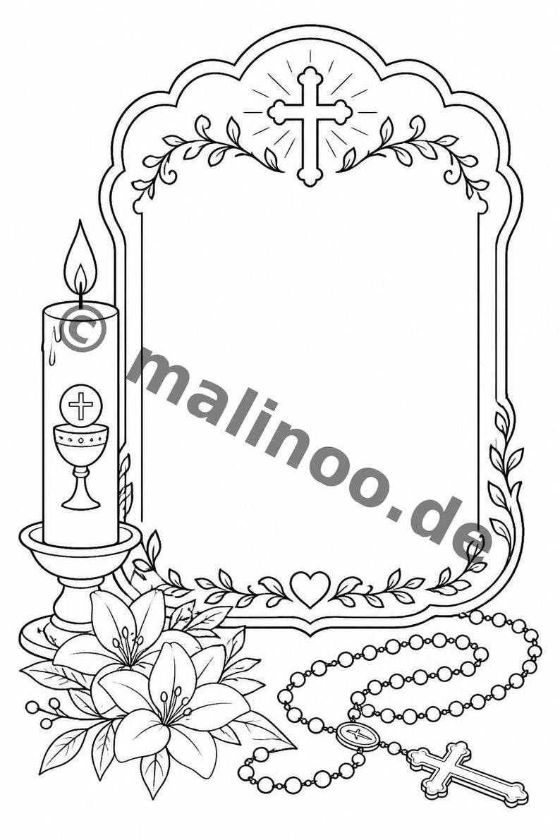 Communion coloring pages to print for children – Children's activities in restaurants and at the pediatrician's office – 20 coloring pages (PDF) E1/B2 image 7