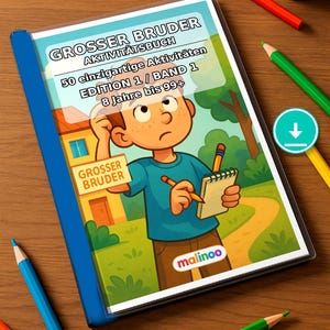 Großer Bruder Beschäftigungsblätter ab 8 Jahren – 50 Seiten zum Rätseln – Geschenk für Enkel, Patenkind, Nichte und Neffe (PDF) E1/B1 Bild 1