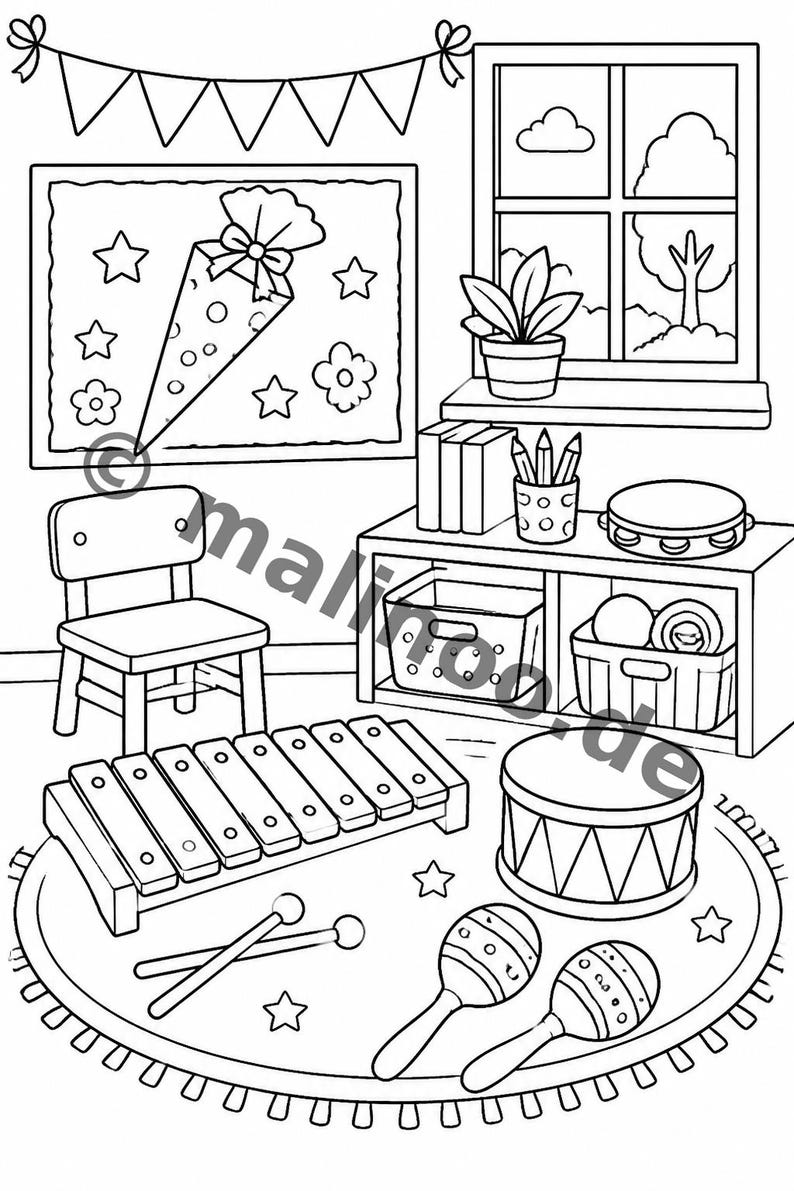 My First Day of School Creative Coloring Book for Ages 6 and Up – 100 Pictures to Color – Gift for Siblings on Birth (PDF) E2 image 7