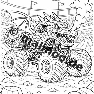 Monster Trucks Activiteitenboek voor Kinderen – 100 Puzzel- en Activiteitenpagina's – Gedrukt + Losse pagina's E1/B1 (DIN A4) – Cadeau, Activiteitenboek afbeelding 6