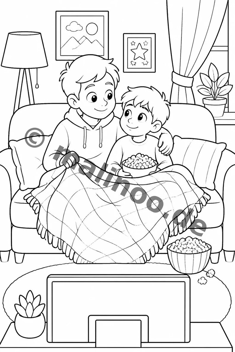 Libro da colorare del Grande Fratello in formato PDF per bambini – per il relax e la consapevolezza dei bambini – 20 pagine da colorare E1/B1 immagine 9