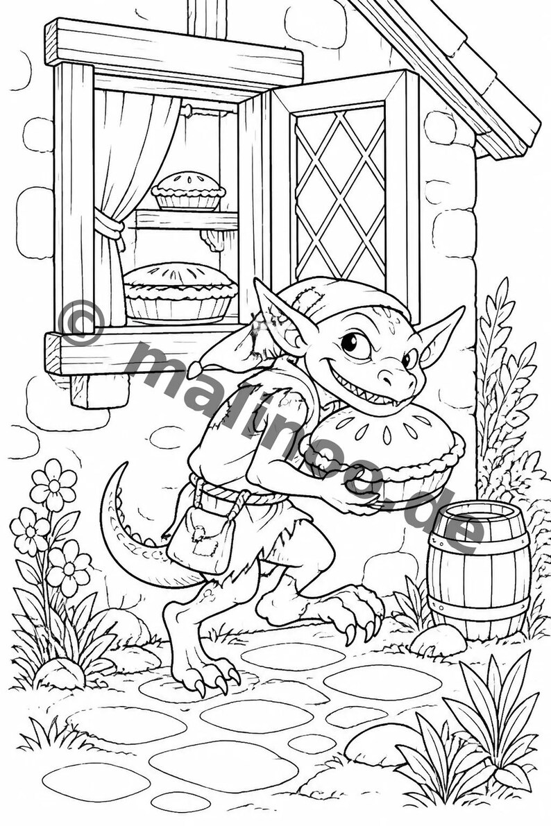 Goblin Coloring Book for Children – Gift Idea for Grandchildren and Godchildren – 100 Coloring Pages (DIN A4) E4 image 4