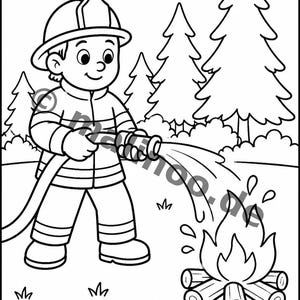 Feuerwehr Comic-Style Malbuch zum Ausmalen für Kinder – ruhige Beschäftigung für Regentage zu Hause – 50 Ausmalbilder (DIN-A4) E2/B1-2 afbeelding 13