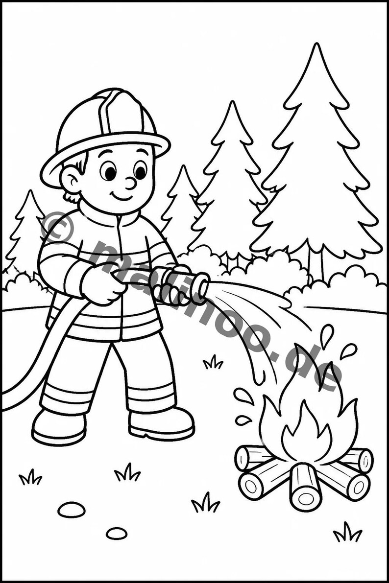 Feuerwehr Comic-Style Malbuch zum Ausmalen für Kinder – ruhige Beschäftigung für Regentage zu Hause – 50 Ausmalbilder (DIN-A4) E2/B1-2 afbeelding 13