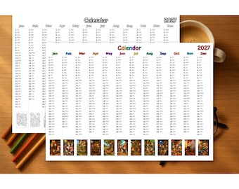 Calendário Brownie 2027 para imprimir, colorir e baixar em PDF