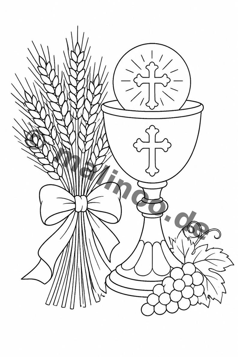 Dibujos para colorear de la Primera Comunión para niños de 6 años en adelante – 20 imágenes para colorear – una actividad para combatir el aburrimiento en días lluviosos (PDF) E1/B1 imagen 8