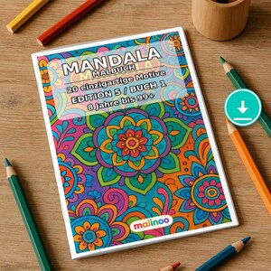 Mandalas Coloring Book for Children – 20 Coloring Pages – PDF Download E1/B1 (DIN-A4) – Party Favor, Gift, Children's Birthday, Party Favor image 1