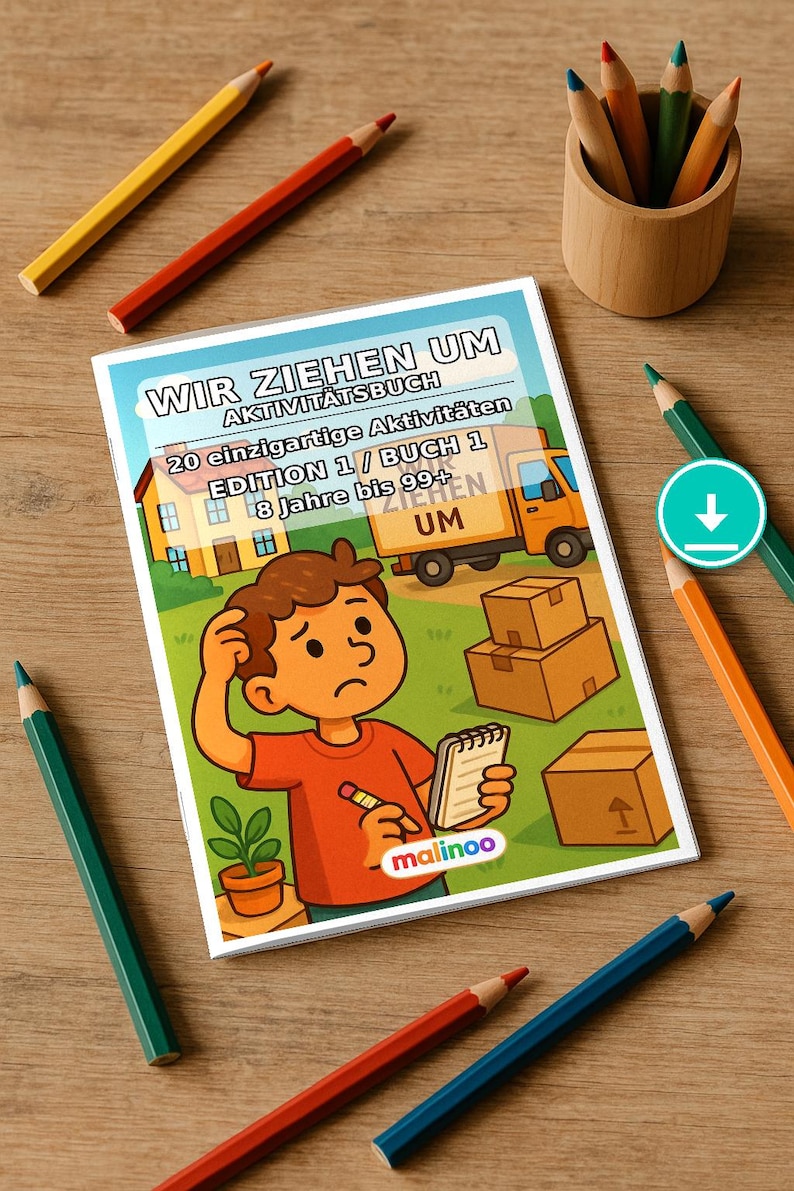 引っ越しパズルブック - 8歳以上向け印刷可能 - パズル20ページ - PDF即時ダウンロード - 直前ギフト E1/B1 画像 1