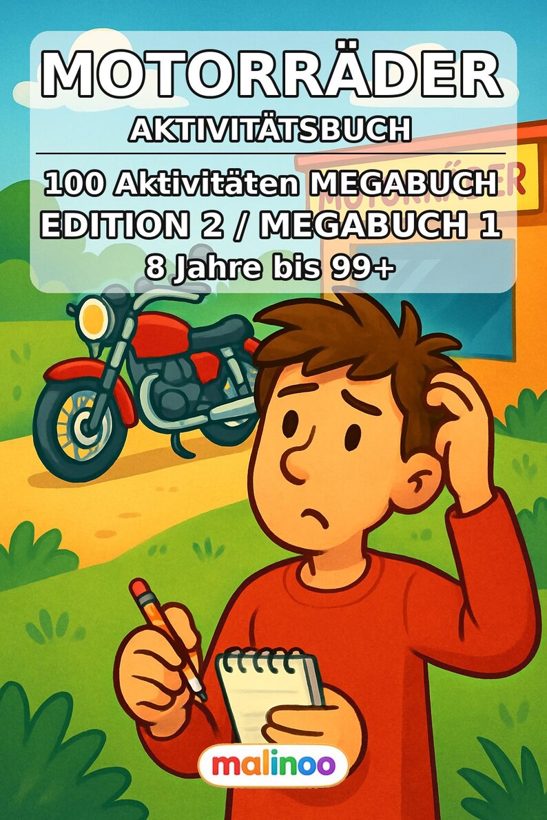 Motorcycle Activity Book for Children – 100 Puzzle & Activity Pages – Bound or Loose, Edition 02 (DIN A4) – Gift, Activity image 2