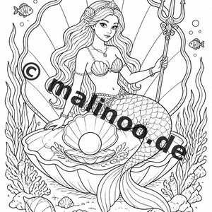 Libro para colorear de sirenas para niños – 100 páginas para colorear – Descarga en PDF E1/B4 (DIN-A4) – Regalo, actividad, calendario de adviento, cumpleaños imagen 7