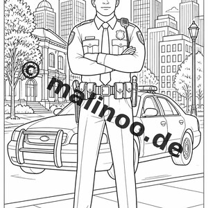 Politie kleurboek PDF download digitaal – 50 kleurplaten voor kinderen – Deel 2 Editie 1 (DIN-A4) afbeelding 3