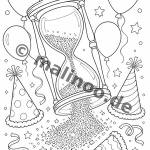 New Year's Eve coloring pages for children – activity for long car rides and flights – 100 coloring pages (PDF) E1 image 5