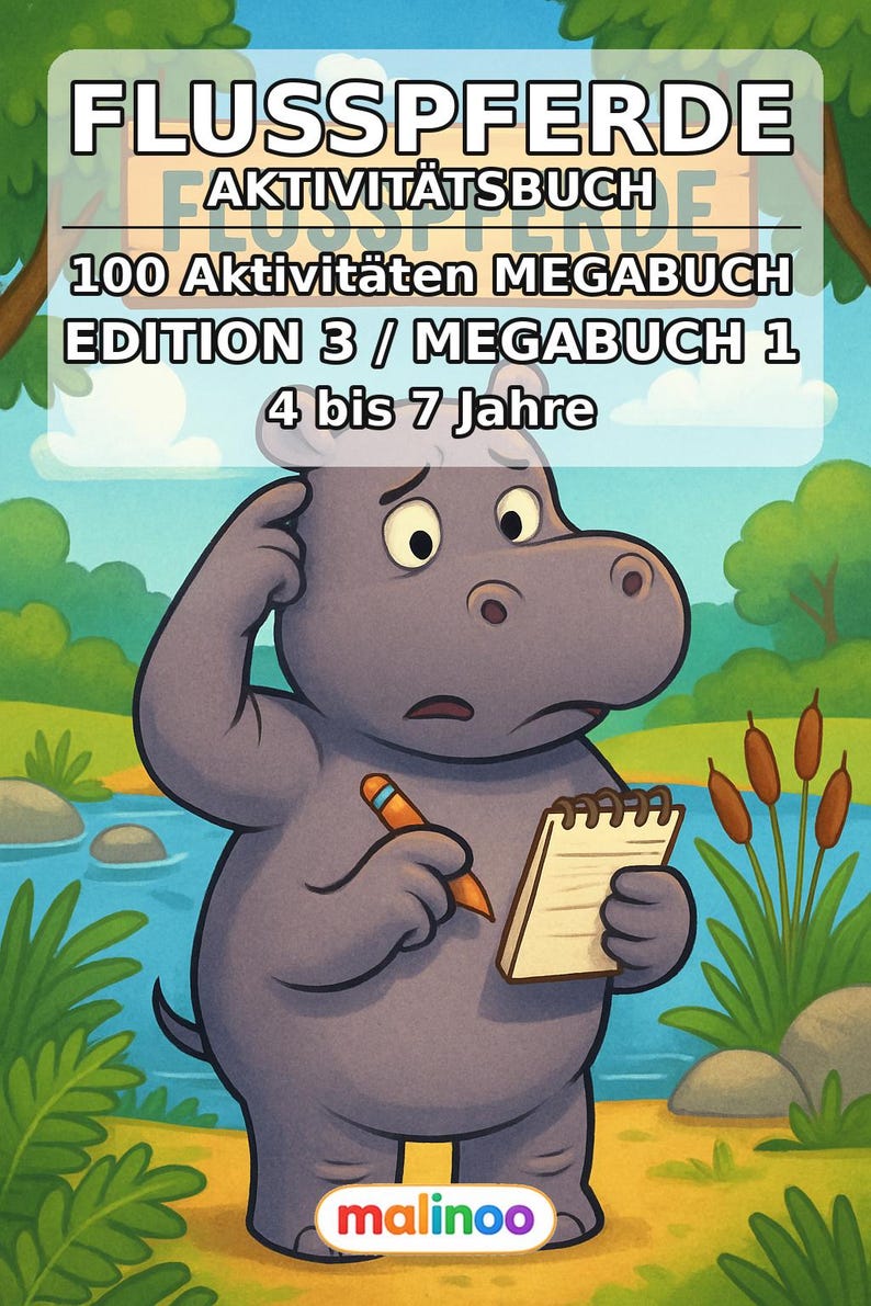 100 Hippo Puzzles for Ages 8 and Up – Birthday Gift for Children – Activity Book as PDF E1 image 2