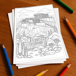 Greece Coloring Book, printed, unbound – 100 coloring pages for children – MEGA BOOK 02 Edition 1 (DIN A4)