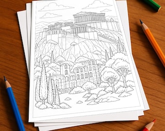 Griechenland Malbuch gedruckt, ungebunden – 100 Ausmalbilder für Kinder – MEGABUCH 02 Edition 1 (DIN-A4)