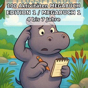 Hippopotamus Activity Sheets for ages 4 and up – 100 pages of puzzles – Materials for teachers, art classes and independent work (PDF) E1 image 2