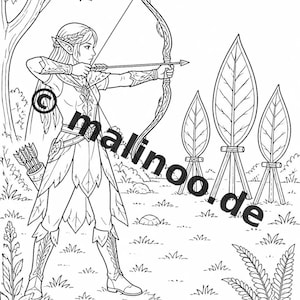 Elfen Ausmalbuch zum Ausdrucken für Kinder – Geschenk zur Einschulung und Schultüte – 50 Ausmalbilder (PDF) E2/B1 Bild 10