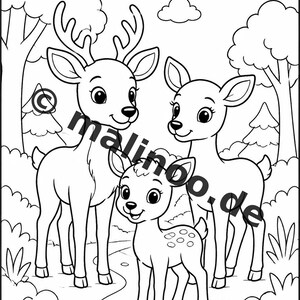 Dierenkleurboek voor kinderen – 50 kleurplaten – PDF-download E1/B1 (DIN-A4) – Cadeau, reisactiviteit, verjaardag, knutselactiviteit afbeelding 4