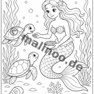 Livre de coloriage et de dessin de sirènes pour enfants – Activité pour les salles d'attente, les cabinets médicaux et les restaurants – 100 pages à colorier (format A4) E3 image 11