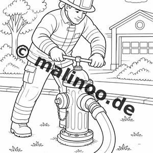 Feuerwehr Malbuch PDF Download digital – 20 Ausmalbilder für Kinder – Buch 02 Edition 1 (DIN-A4) Bild 19