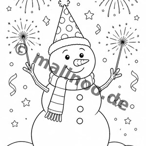 New Year's Eve coloring pages for children – activity for long car rides and flights – 100 coloring pages (PDF) E1 image 4