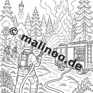 Livre de coloriage de pompiers à télécharger au format PDF – 20 pages à colorier pour enfants – Livre 02, Édition 1 (DIN-A4) image 13