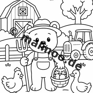 Berenkleurboek voor kinderen – 100 kleurplaten – PDF-download E1/B2 (DIN-A4) – Cadeau, activiteit, adventskalender, verjaardag afbeelding 6