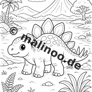 Libro para colorear de dinosaurios bebés en formato PDF (descarga digital): 100 páginas para colorear para niños – MEGA LIBRO 02 Edición 1 (DIN A4) imagen 7