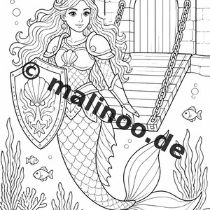 Meerjungfrauen Malbuch PDF Download digital – 100 Ausmalbilder für Kinder – MEGABUCH 01 Edition 1 (DIN-A4) imagem 6