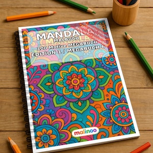 Mandala coloring book, printed and bound – 100 coloring pages for children – MEGA BOOK 06 Edition 1 – Printed on one side (DIN A4)