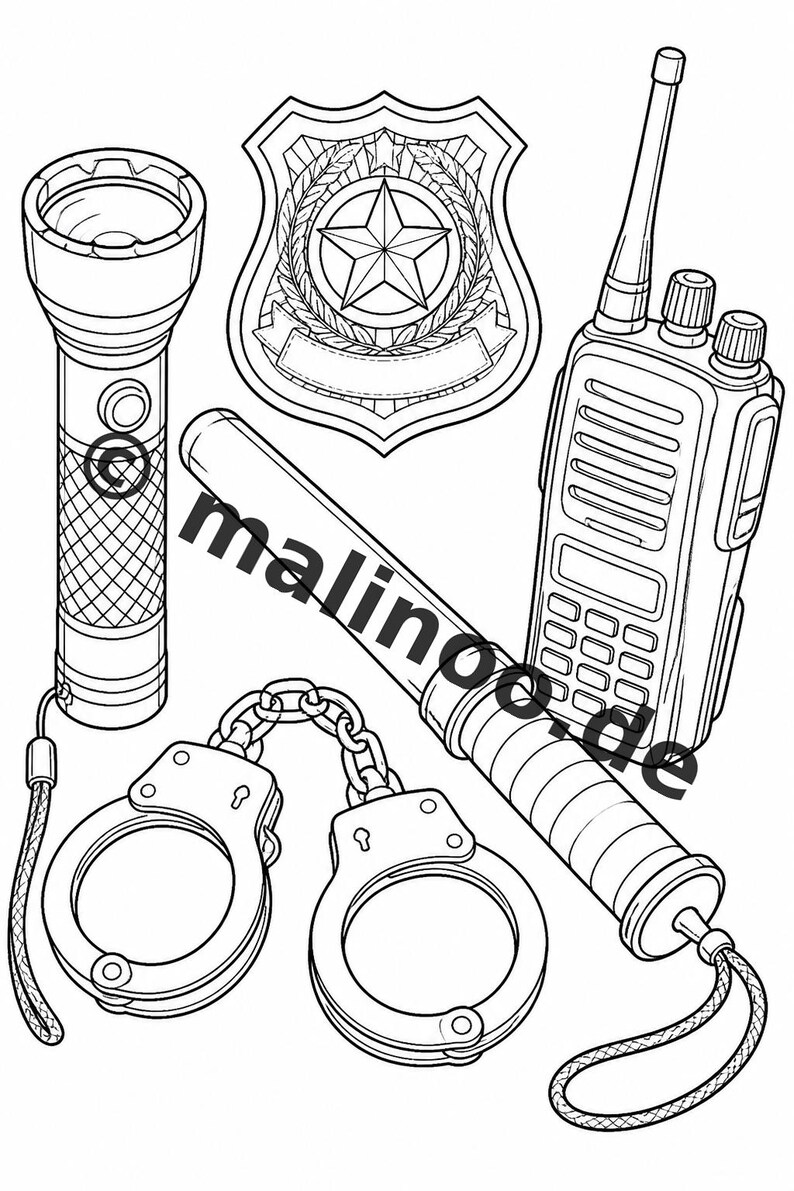 Police Coloring Book for Kids – 20 Coloring Pages – PDF Download E1/B3 (DIN-A4) – Party Favor, Gift, Children's Birthday Party, Party Favor image 13